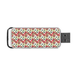 Gorgeous Red Flower Pattern Portable Usb Flash (two Sides) by Brittlevirginclothing