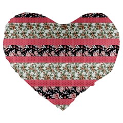 Cute Flower Pattern Large 19  Premium Flano Heart Shape Cushions by Brittlevirginclothing