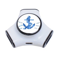 Anchor Aquarel Painting Art, Soft Blue 3-port Usb Hub