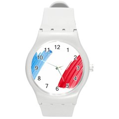 Tricolor Banner France Round Plastic Sport Watch (m)