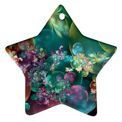 Butterflies, Bubbles, And Flowers Star Ornament (two Sides) 