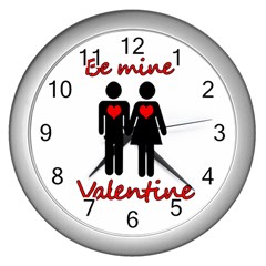 Be Mine Valentine Wall Clocks (silver)  by Valentinaart