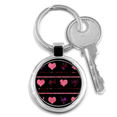 Pink Elegant Harts Pattern Key Chains (round) 