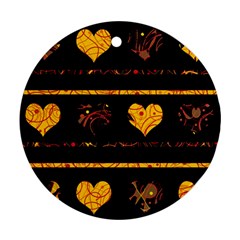 Yellow Harts Pattern Ornament (round)  by Valentinaart