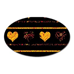 Yellow Harts Pattern Oval Magnet