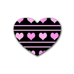 Pink Harts Pattern Rubber Coaster (heart) 