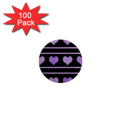 Purple Harts Pattern 1  Mini Magnets (100 Pack) 