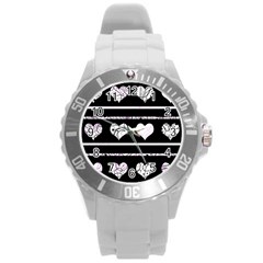 Elegant Harts Pattern Round Plastic Sport Watch (l)