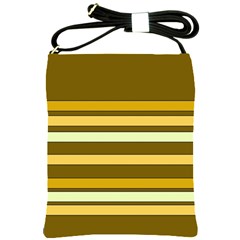 Elegant Shades Of Primrose Yellow Brown Orange Stripes Pattern Shoulder Sling Bags