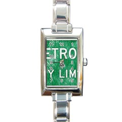 Detroit City Limits Rectangle Italian Charm Watch