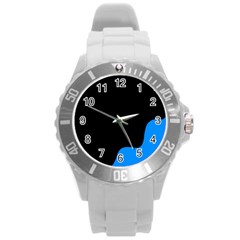 Blue And Black Round Plastic Sport Watch (l) by Valentinaart