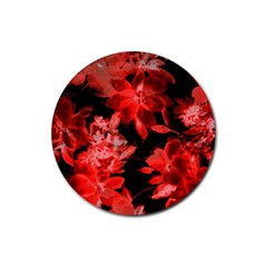 Red Flower  Rubber Coaster (round)  by Brittlevirginclothing