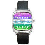 Cute rainbow bohemian Square Metal Watch Front