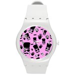 Gentleman - pink pattern Round Plastic Sport Watch (M) Front