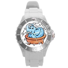 Elephant Bad Shower Round Plastic Sport Watch (l) by Amaryn4rt