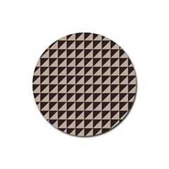 Brown Triangles Background Pattern  Rubber Round Coaster (4 Pack) 