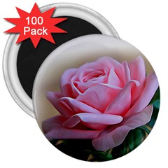 Rose Pink Flowers Pink Saturday 3  Magnets (100 Pack) by Amaryn4rt