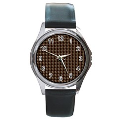 Fabric Pattern Texture Background Round Metal Watch