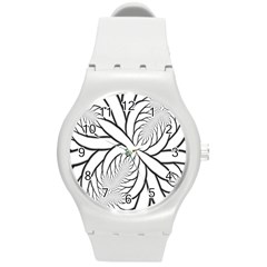 Fractal Symmetry Pattern Network Round Plastic Sport Watch (m)