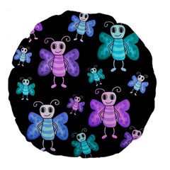 Blue And Purple Butterflies Large 18  Premium Flano Round Cushions by Valentinaart