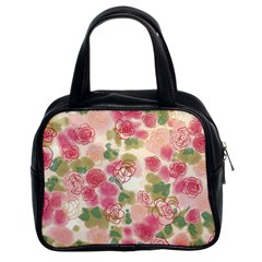 Aquarelle Pink Flower  Classic Handbags (2 Sides) by Brittlevirginclothing