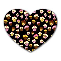 Jammy Cupcakes Pattern Heart Mousepads by Valentinaart