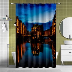 Hamburg City Blue Hour Night Shower Curtain 48  X 72  (small) 