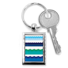 Water Border Water Waves Ocean Sea Key Chains (rectangle) 