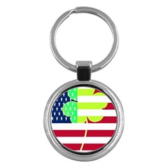 Usa Ireland American Flag Shamrock Irish Funny St Patrick Country Flag  Key Chains (round) 