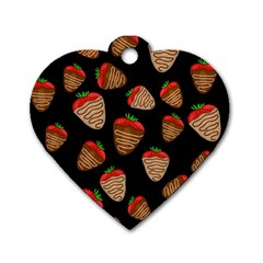 Chocolate Strawberries Pattern Dog Tag Heart (two Sides) by Valentinaart