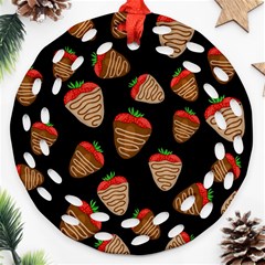 Chocolate Strawberries Pattern Round Filigree Ornament (2side) by Valentinaart