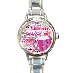 Coffee Cup Lettering Coffee Cup Round Italian Charm Watch by Amaryn4rt