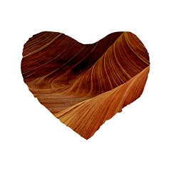 Sandstone The Wave Rock Nature Red Sand Standard 16  Premium Flano Heart Shape Cushions by Amaryn4rt