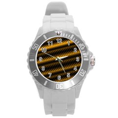 Ornament Stucco Close Pattern Art Round Plastic Sport Watch (l)