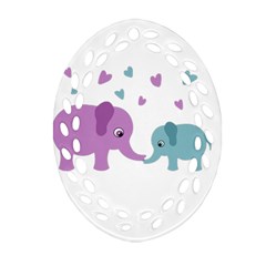 Elephant Love Oval Filigree Ornament (two Sides) by Valentinaart