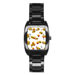 Hamburgers And French Fries  Stainless Steel Barrel Watch by Valentinaart