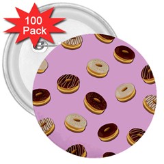 Donuts Pattern - Pink 3  Buttons (100 Pack)  by Valentinaart