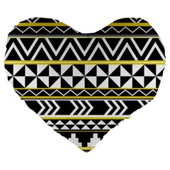 Black Bohemian Large 19  Premium Flano Heart Shape Cushions by Brittlevirginclothing