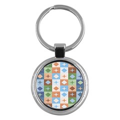 Fabric Textile Textures Cubes Key Chains (round) 