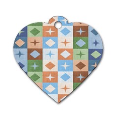 Fabric Textile Textures Cubes Dog Tag Heart (one Side)