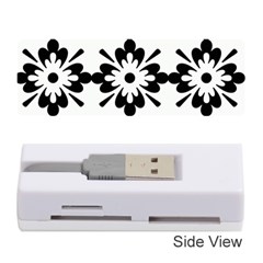 Floral Illustration Black And White Memory Card Reader (stick) 