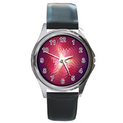 Fractal Red Sample Abstract Pattern Background Round Metal Watch