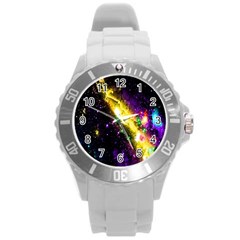 Galaxy Deep Space Space Universe Stars Nebula Round Plastic Sport Watch (l)