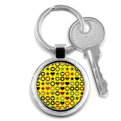 Heart Circle Star Seamless Pattern Key Chains (round) 