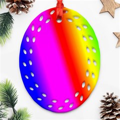 Multi Color Rainbow Background Oval Filigree Ornament (two Sides)