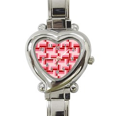 Pink Red Burgundy Pattern Stripes Heart Italian Charm Watch