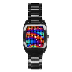 Rainbow Weaving Pattern Stainless Steel Barrel Watch