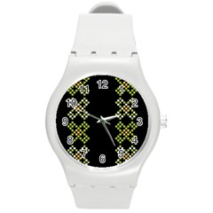 Vintage Pattern Background  Vector Seamless Round Plastic Sport Watch (m)