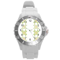 Vintage Pattern Background  Vector Seamless Round Plastic Sport Watch (l)