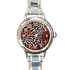 Tiger Motif Animal Round Italian Charm Watch